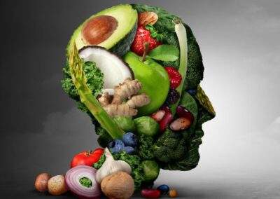 Das Bild it Obst und Gemüse Kopf soll unsere innere wie äußerliche Gesundheit, ganzheitlich gesehen, symbolisieren.